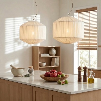 Vyrinth  Modern Raw Silk Gathered Drum Pendant