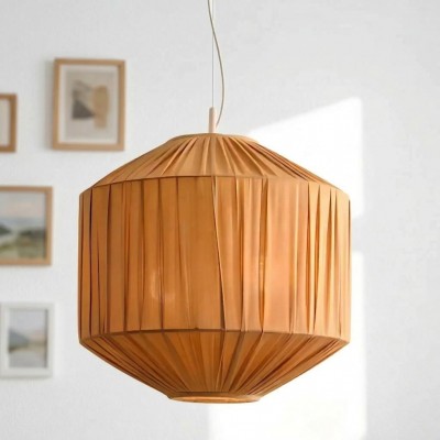 Vyrinth  Modern Raw Silk Gathered Drum Pendant