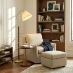 Xalon Wooden Cloth Pleated Shade Floor Lamp