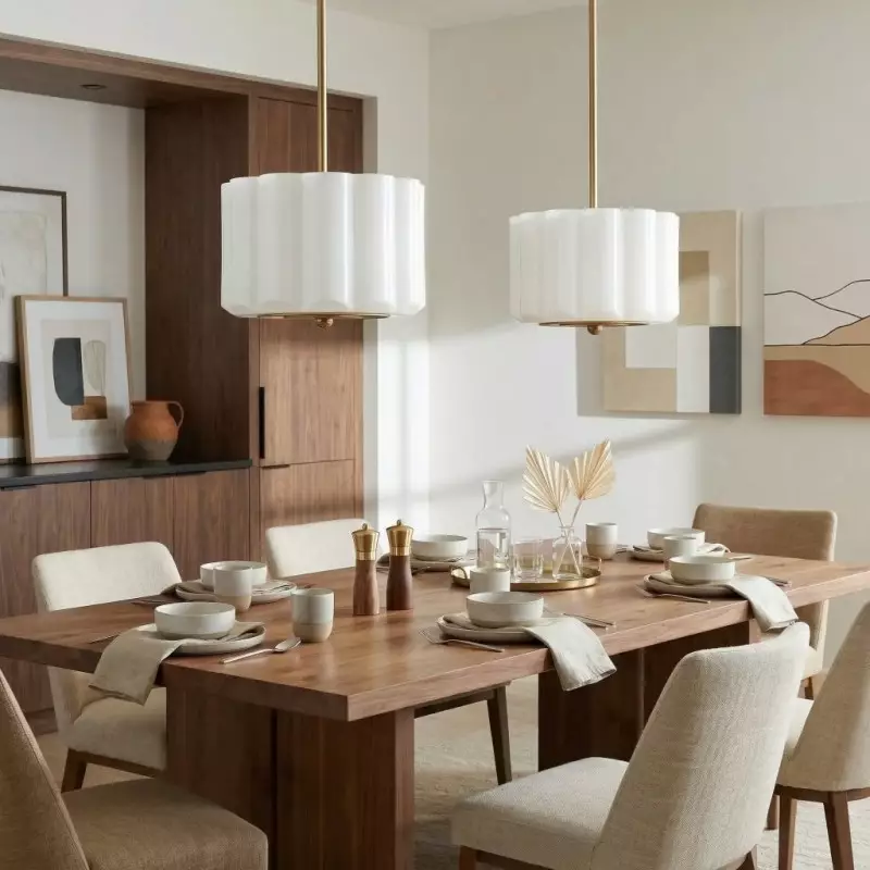 Hanahs Farmhouse Milk Glass Scalloped Shade Pendant Light