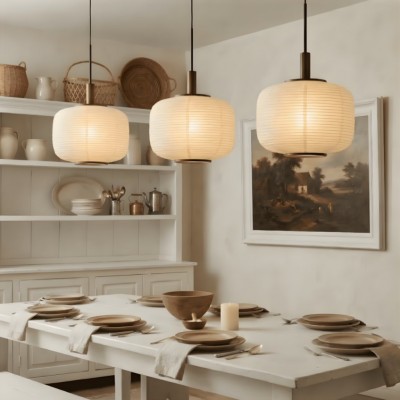 Drath Wabi Sabi Ribbed Paper Lantern Pendant Light