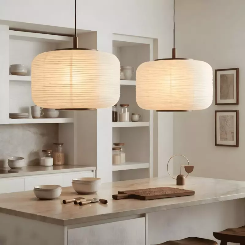 Drath Wabi Sabi Ribbed Paper Lantern Pendant Light