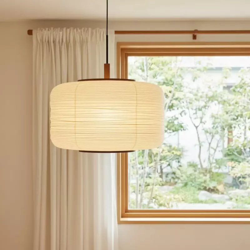 Drath Wabi Sabi Ribbed Paper Lantern Pendant Light
