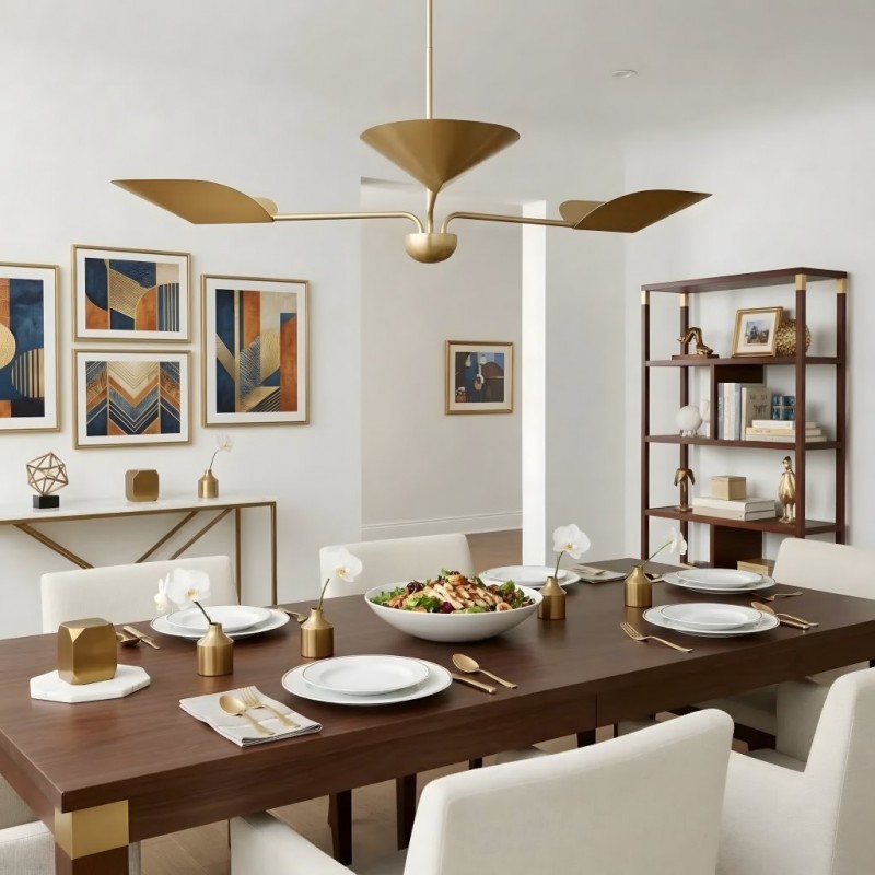 Ithrax Light Bronze Metal Lotus Leaves Chandelier