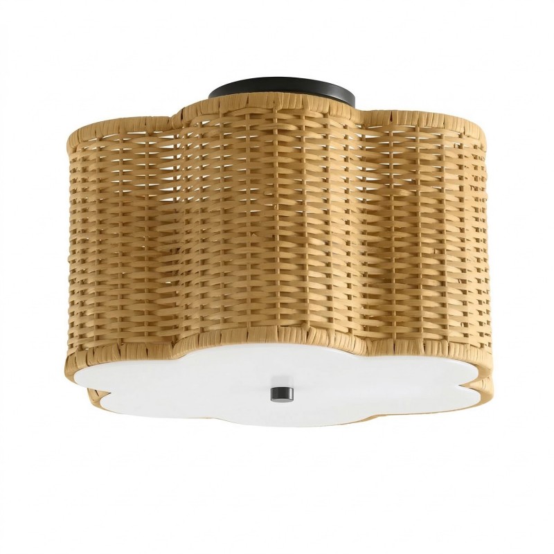 Tranquil Bohemian Style Flower Rattan Ceiling Light
