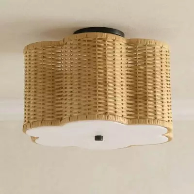 Tranquil Bohemian Style Flower Rattan Ceiling Light