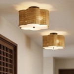 Tranquil Bohemian Style Flower Rattan Ceiling Light