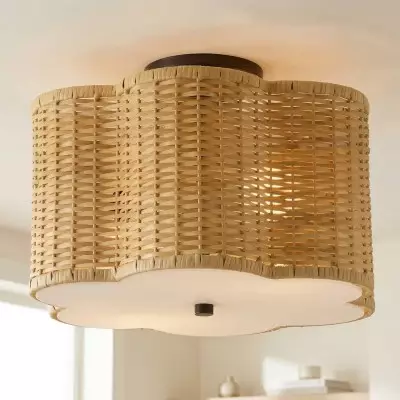 Tranquil Bohemian Style Flower Rattan Ceiling Light