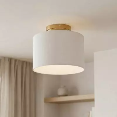 Kaethe Fabric Drum Shade Semi Flush Mount Light