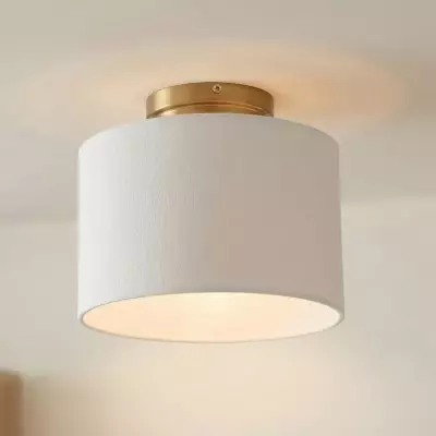 Kaethe Fabric Drum Shade Semi Flush Mount Light