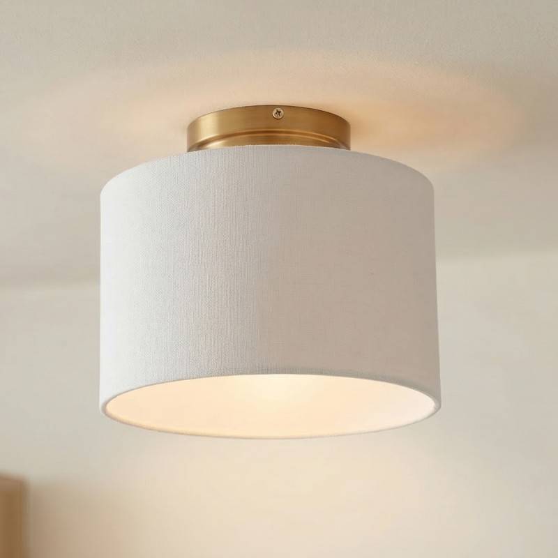 Kaethe Fabric Drum Shade Semi Flush Mount Light