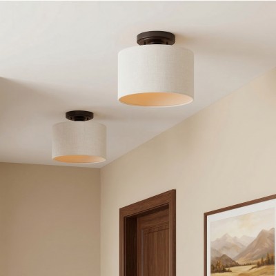 Kaethe Fabric Drum Shade Semi Flush Mount Light