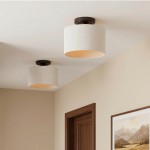 Kaethe Fabric Drum Shade Semi Flush Mount Light