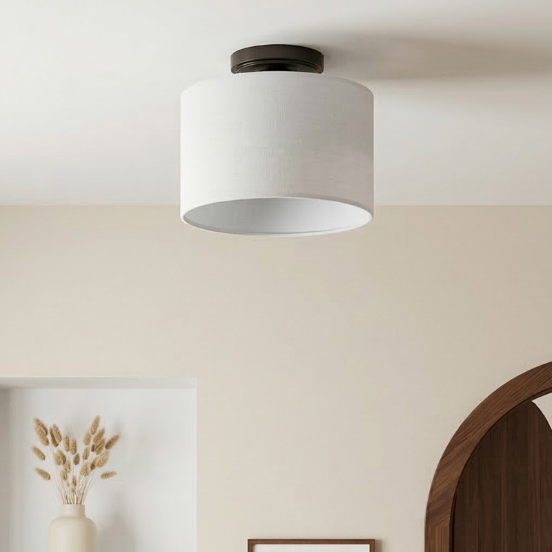 Kaethe Fabric Drum Shade Semi Flush Mount Light