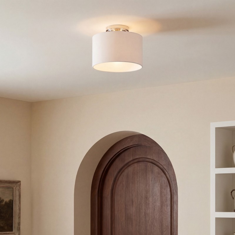 Kaethe Fabric Drum Shade Semi Flush Mount Light