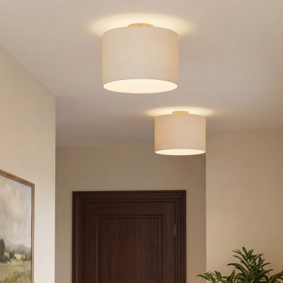Kaethe Fabric Drum Shade Semi Flush Mount Light