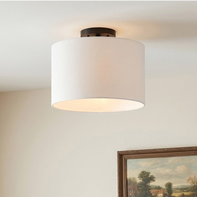 Kaethe Fabric Drum Shade Semi Flush Mount Light