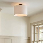 Kaethe Fabric Drum Shade Semi Flush Mount Light