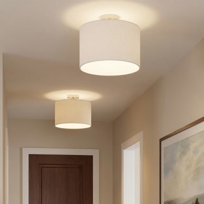 Kaethe Fabric Drum Shade Semi Flush Mount Light