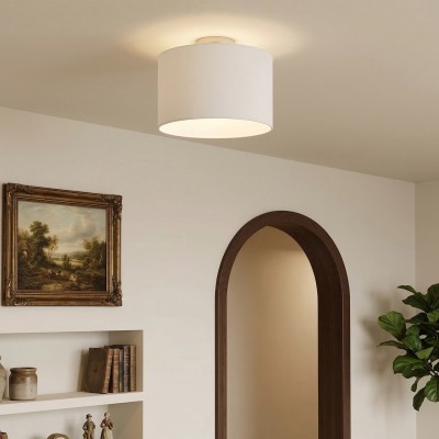 Kaethe Fabric Drum Shade Semi Flush Mount Light