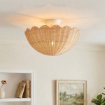 Andrew Natural Flower Rattan Flush Mount Ceiling Light