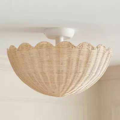 Andrew Natural Flower Rattan Flush Mount Ceiling Light