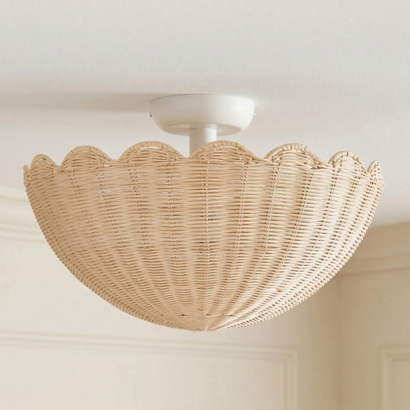 Andrew Natural Flower Rattan Flush Mount Ceiling Light