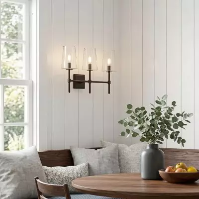 Murano Farmhouse Clear Glass Vanity Wall Sconce