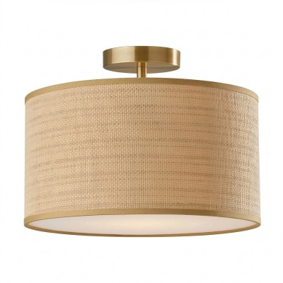 James Rustic Drum Woven Flush Mount Ceiling Light