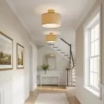 James Rustic Drum Woven Flush Mount Ceiling Light