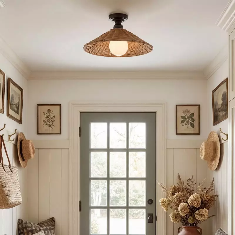 Blisaa Farmhouse Conical Rattan Ceiling Light