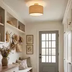 James Rustic Drum Woven Flush Mount Ceiling Light