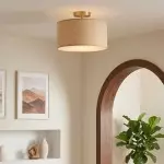 James Rustic Drum Woven Flush Mount Ceiling Light