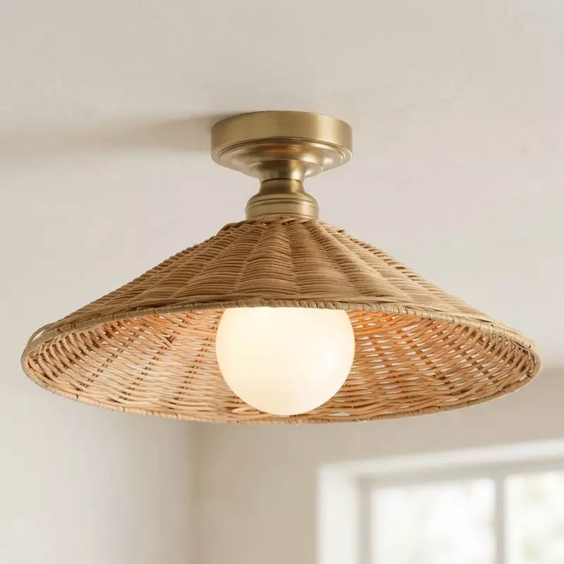 Blisaa Farmhouse Conical Rattan Ceiling Light