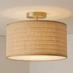 Minimalist Small Round White Glass Copper Ceiling Light
