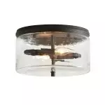 Quinlan Modern Black Drum Glass Flush Mount Ceiling Light