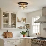 Quinlan Modern Black Drum Glass Flush Mount Ceiling Light