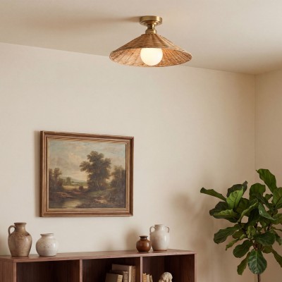 Blisaa Farmhouse Conical Rattan Ceiling Light