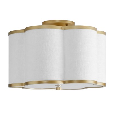 Thomas Minimalist Linen Flower Scallop Flush Mount Ceiling Light