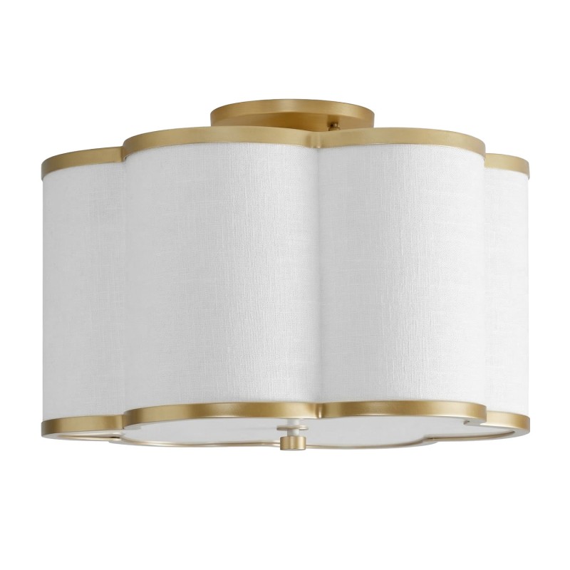 Thomas Minimalist Linen Flower Scallop Flush Mount Ceiling Light