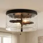 Ryxar Round Ribbed Crystal Semi Flush Mount Light