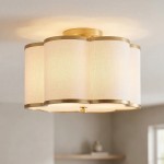 Thomas Minimalist Linen Flower Scallop Flush Mount Ceiling Light