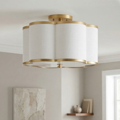 Thomas Minimalist Linen Flower Scallop Flush Mount Ceiling Light