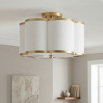 Thomas Minimalist Linen Flower Scallop Flush Mount Ceiling Light