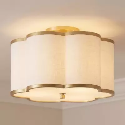 Thomas Minimalist Linen Flower Scallop Flush Mount Ceiling Light