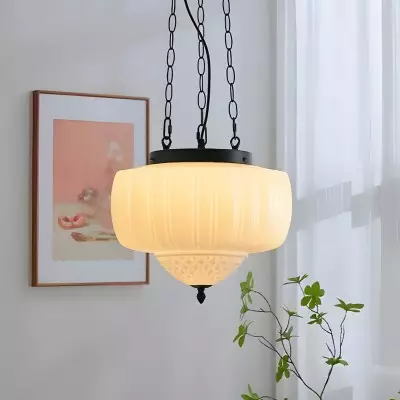 Draxor White Milk Glass Pumpkin Chandelier