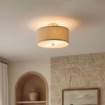 Beckham Minimalist Linen Drum Flush Mount Ceiling Light