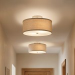 Beckham Minimalist Linen Drum Flush Mount Ceiling Light