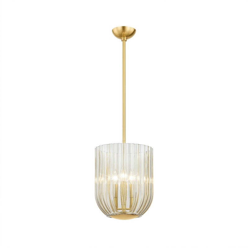 Deke Country 3 Lights Brass Glass Pendant Light