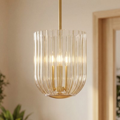 Deke Country 3 Lights Brass Glass Pendant Light